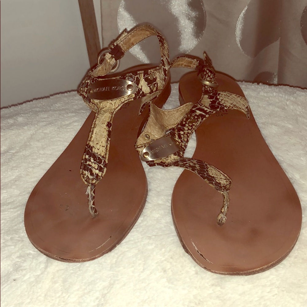 Michael Kors snake print thong sandals